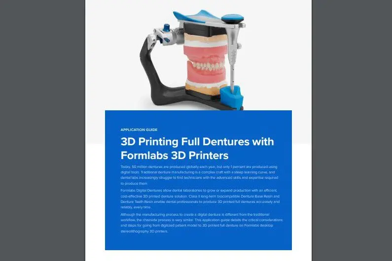 Digital dentures 3D printing application guide