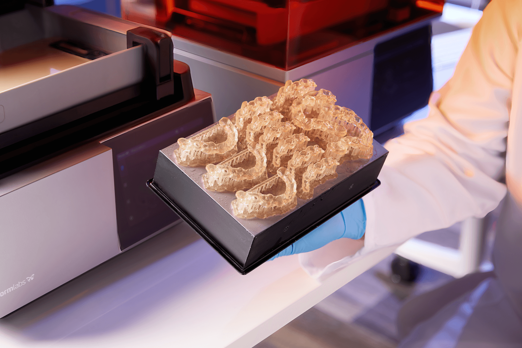 Surgical Guide Resin splints on a build platform