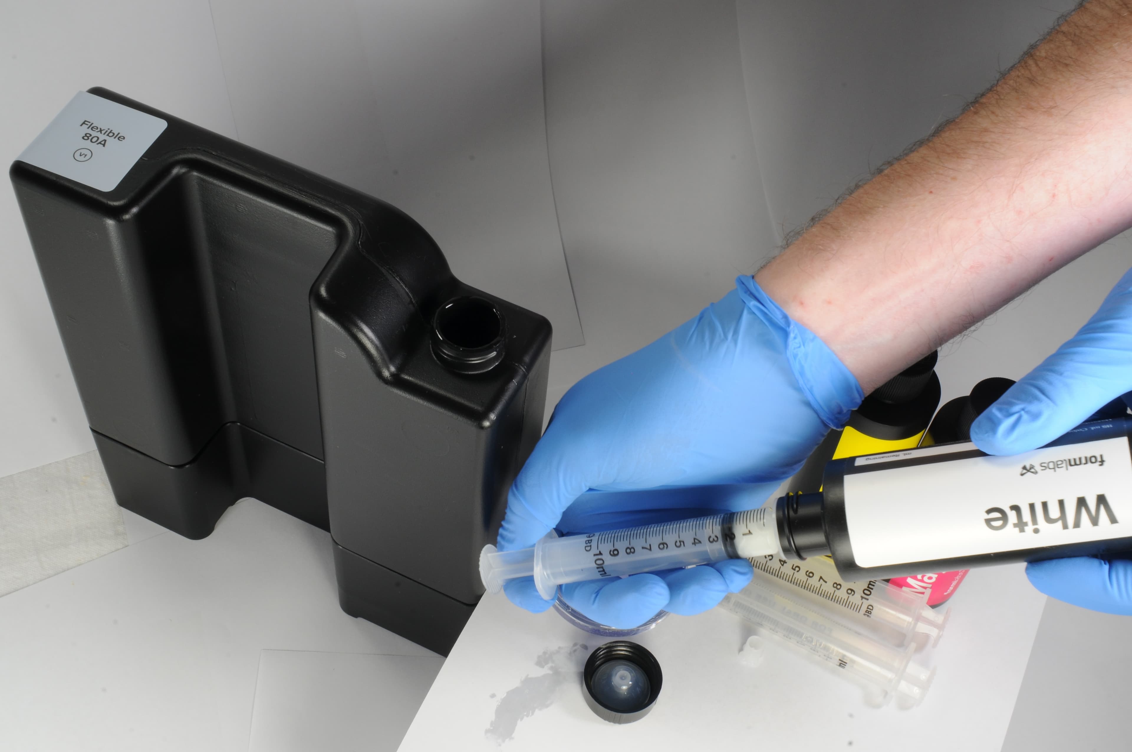 1 syringe white out of bottle