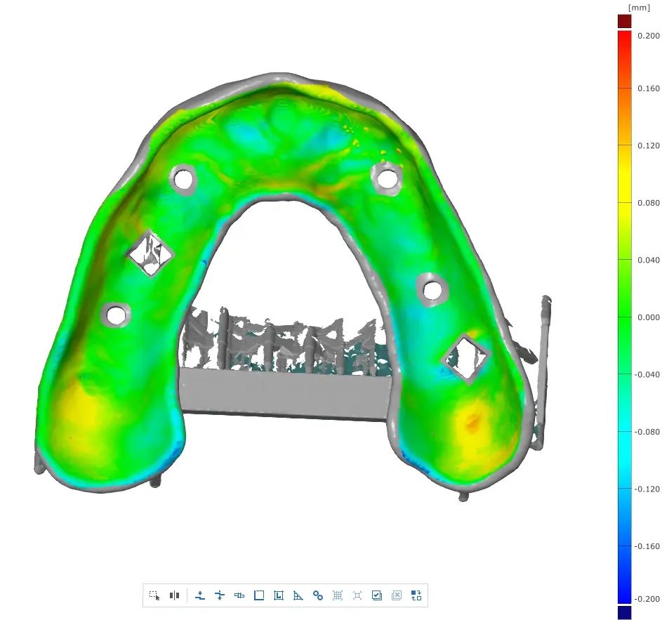 A scan of a surgical guide at 100 µm layer height.
