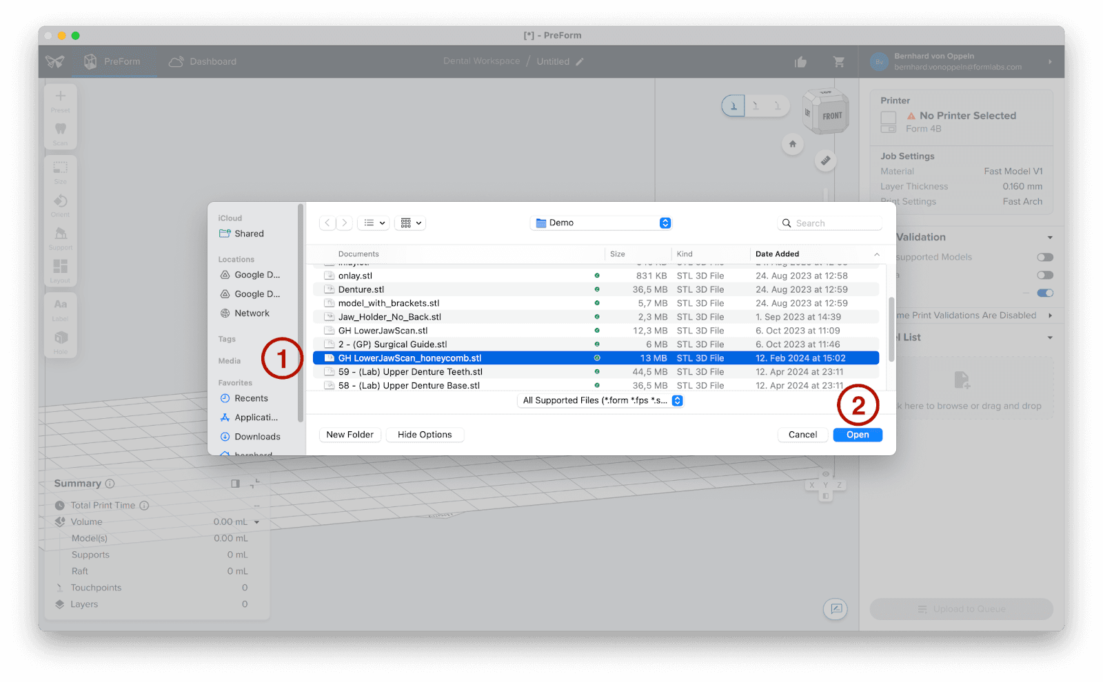 preform import files