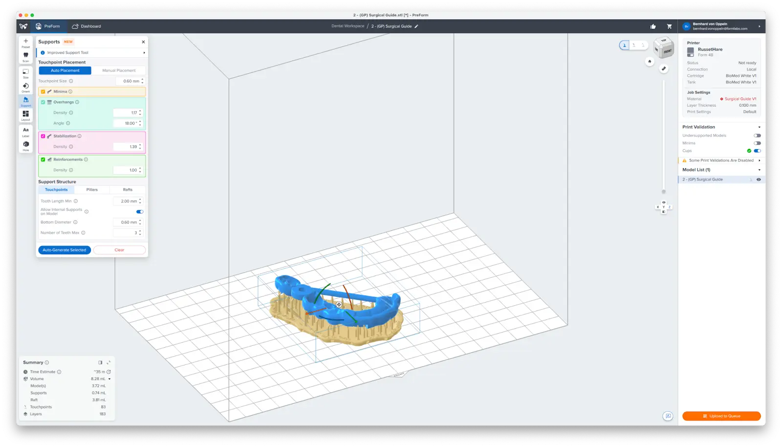 Auto-Generated supports preform