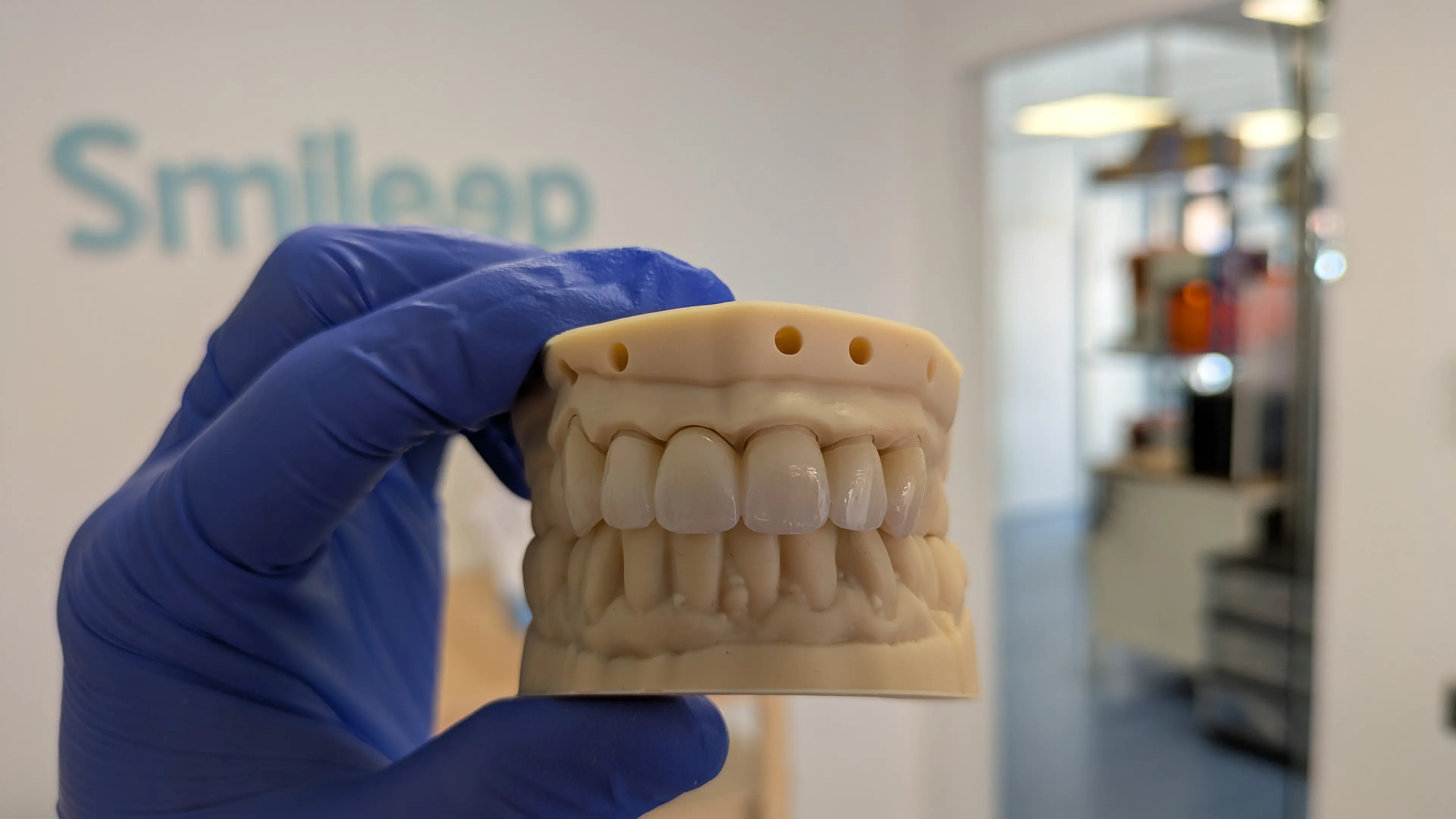 Zirconia crowns on a restorative model