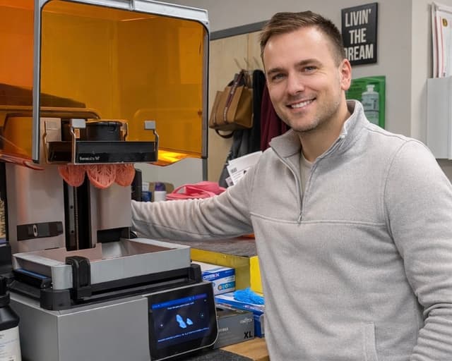 Person with Form 4B 3D printer