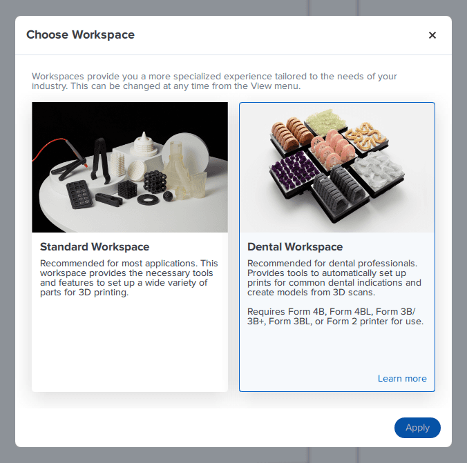 preform dental workspace
