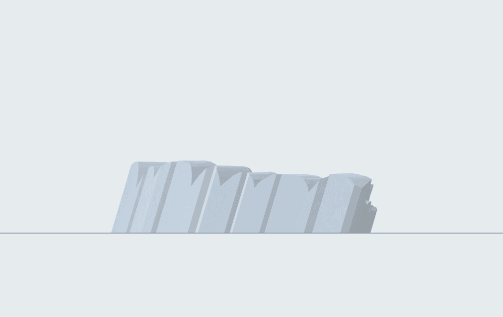 Side view of index in PreForm flat against the build platform
