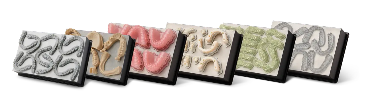 dental 3d printed models in different resins