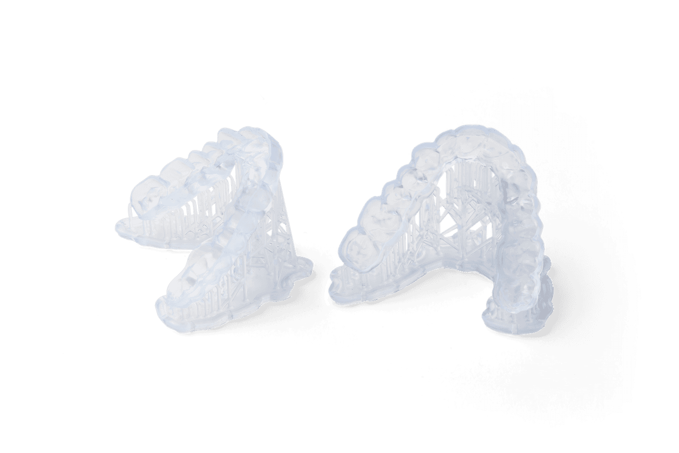 Two occlusal splints on supports
