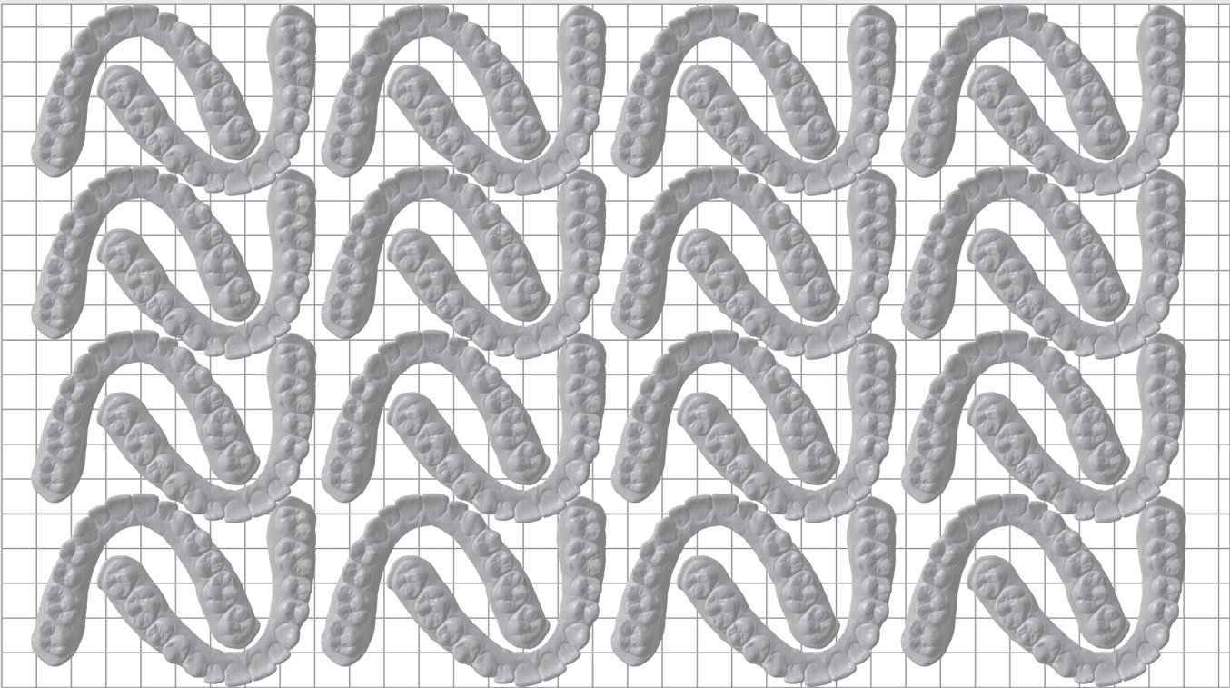 32 dental models on a Form 4BL Build Platform