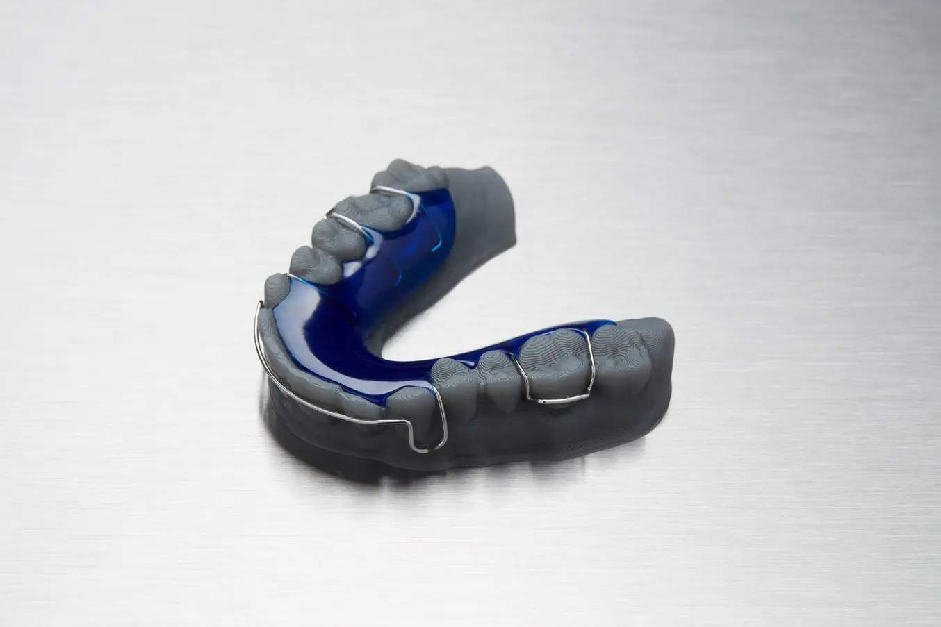 Hawley retainer produced on a 3D printed model