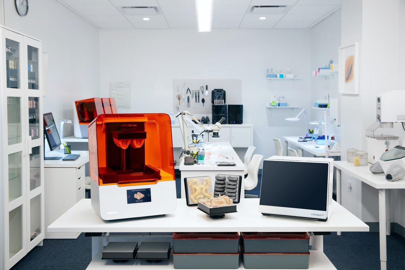 A Form 3B+ 3D Printer in a Dental lab